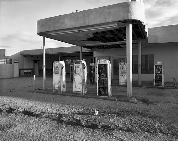 20181016_0200_Working_Reduced_20190604 Abandoned Chevron gas station on I-10 in CA around Chiriaco.  Tmax100, f/22 I believe, red 25A filter, 210mm (have to check my notes to be sure). This could hav