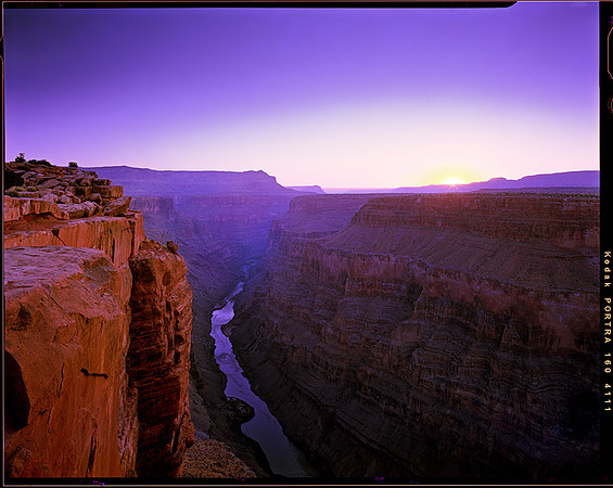 20190919__0331_Grand Canyon North Toroweep Sunrise.  75mm Nikkor f/4.5@f/32, Portra 160.  Manual dodging with dark slide